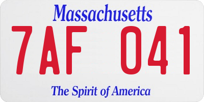 MA license plate 7AF041