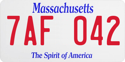 MA license plate 7AF042