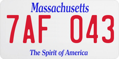 MA license plate 7AF043
