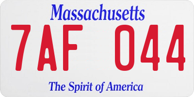 MA license plate 7AF044