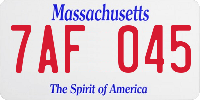 MA license plate 7AF045