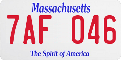 MA license plate 7AF046