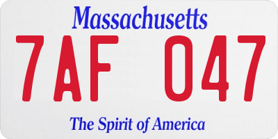 MA license plate 7AF047