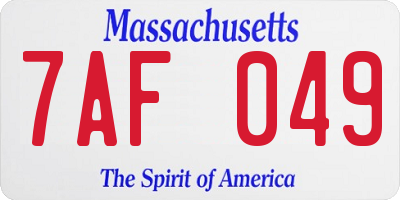 MA license plate 7AF049