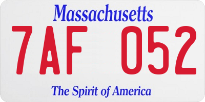 MA license plate 7AF052