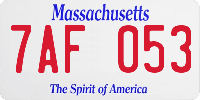 MA license plate 7AF053