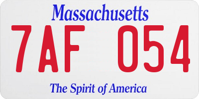 MA license plate 7AF054