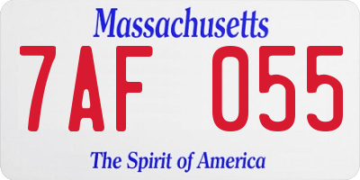 MA license plate 7AF055
