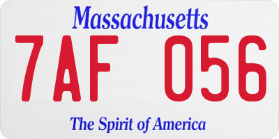 MA license plate 7AF056