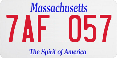 MA license plate 7AF057