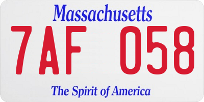 MA license plate 7AF058