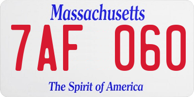 MA license plate 7AF060