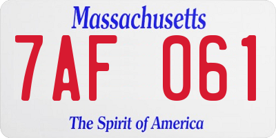 MA license plate 7AF061