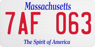 MA license plate 7AF063