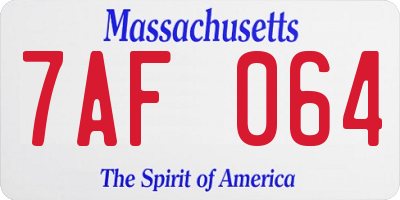 MA license plate 7AF064