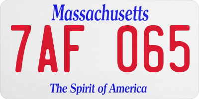 MA license plate 7AF065