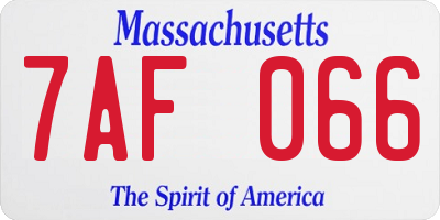 MA license plate 7AF066