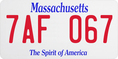 MA license plate 7AF067