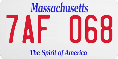 MA license plate 7AF068