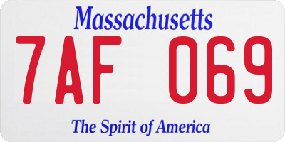 MA license plate 7AF069
