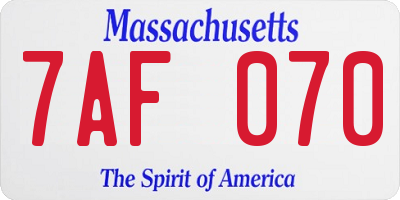 MA license plate 7AF070