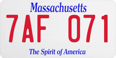 MA license plate 7AF071