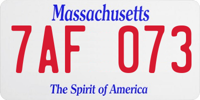 MA license plate 7AF073