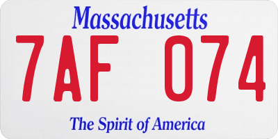 MA license plate 7AF074
