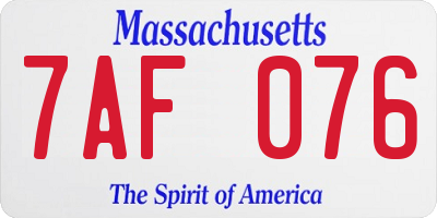 MA license plate 7AF076