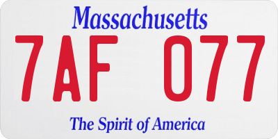 MA license plate 7AF077