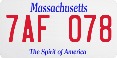MA license plate 7AF078