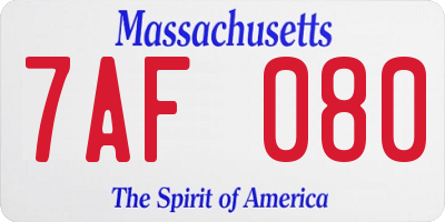 MA license plate 7AF080