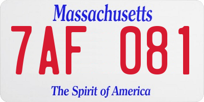 MA license plate 7AF081