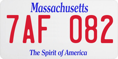 MA license plate 7AF082