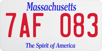 MA license plate 7AF083