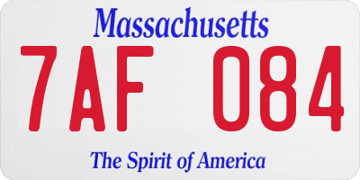 MA license plate 7AF084