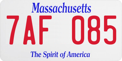 MA license plate 7AF085