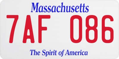 MA license plate 7AF086