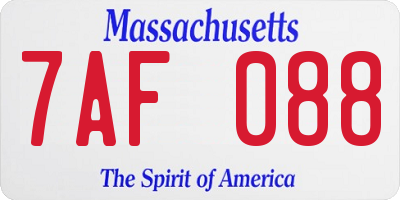 MA license plate 7AF088