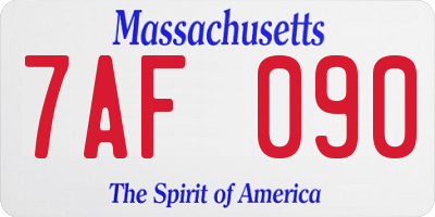 MA license plate 7AF090
