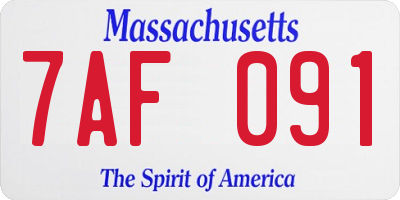 MA license plate 7AF091