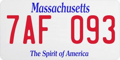 MA license plate 7AF093