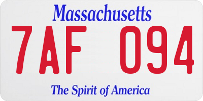 MA license plate 7AF094