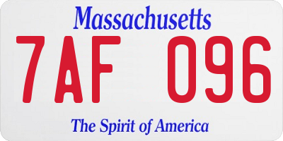 MA license plate 7AF096