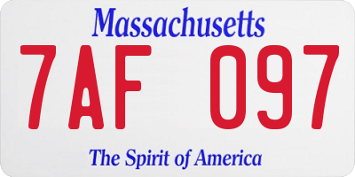 MA license plate 7AF097