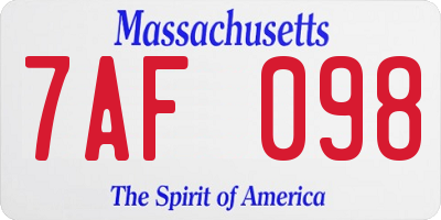 MA license plate 7AF098