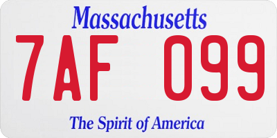 MA license plate 7AF099