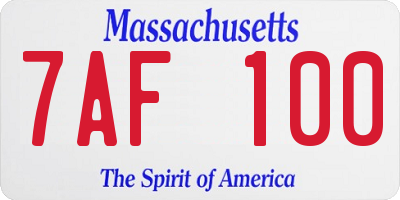 MA license plate 7AF100