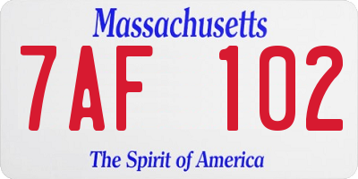 MA license plate 7AF102