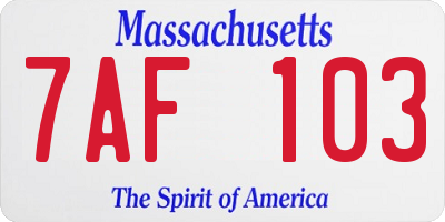 MA license plate 7AF103
